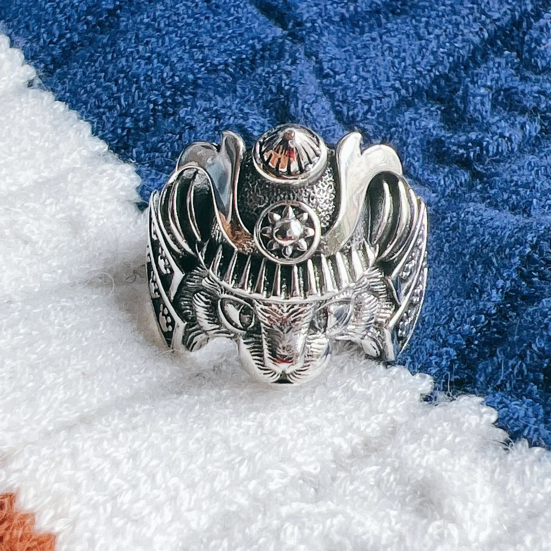 Samurai Neko Cat Adjustable Steel Ring