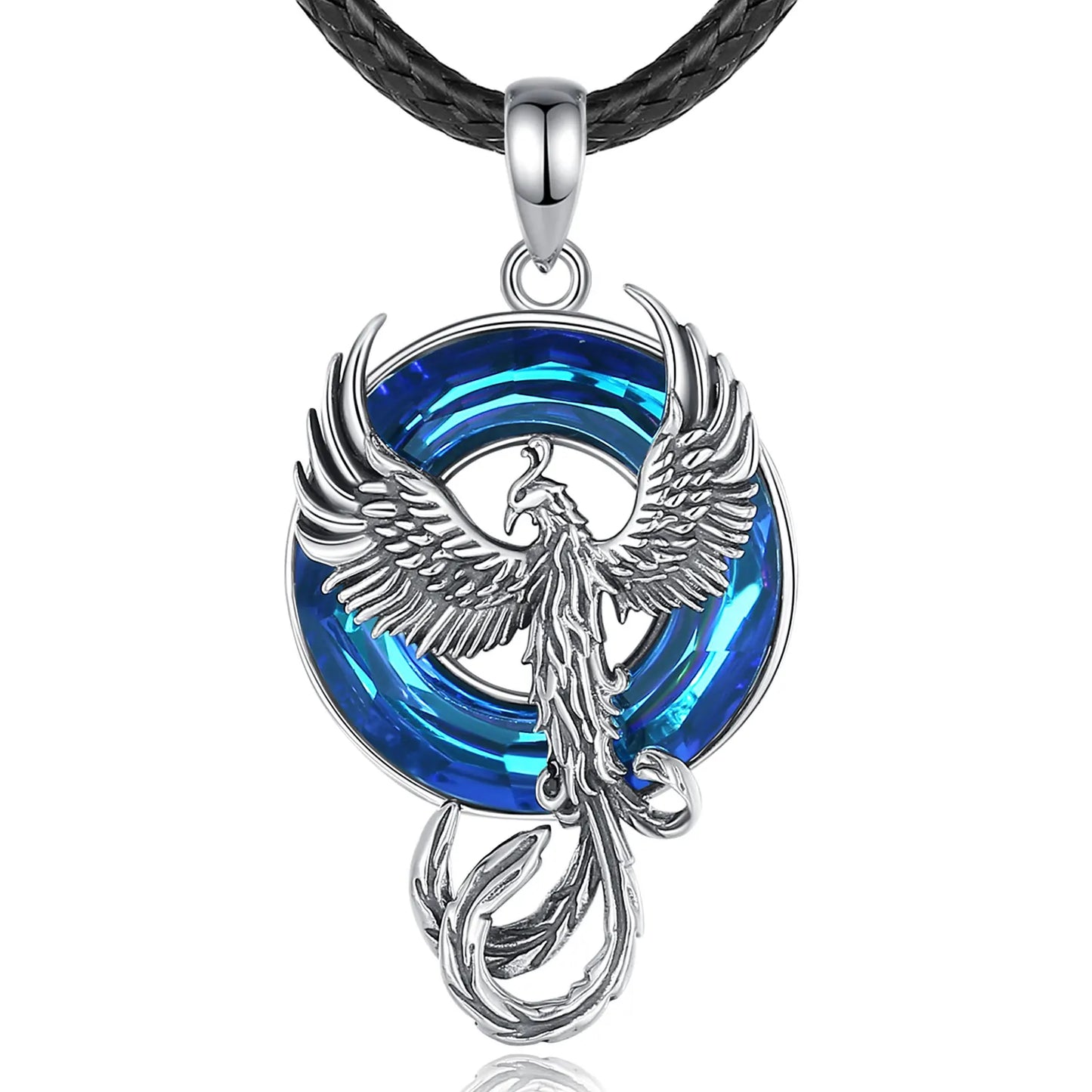 Phoenix over Crystal 925 Sterling Silver Necklace