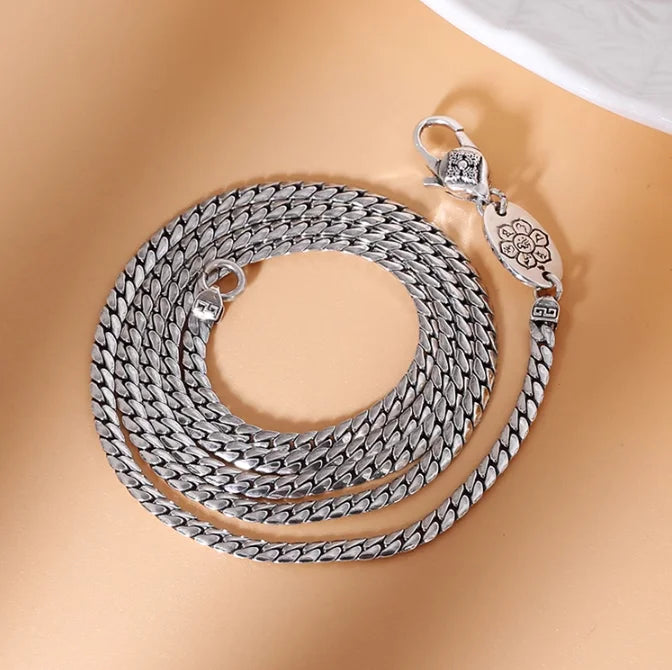 Ryu Dragon 925 Silver Snakebone Chain Necklace