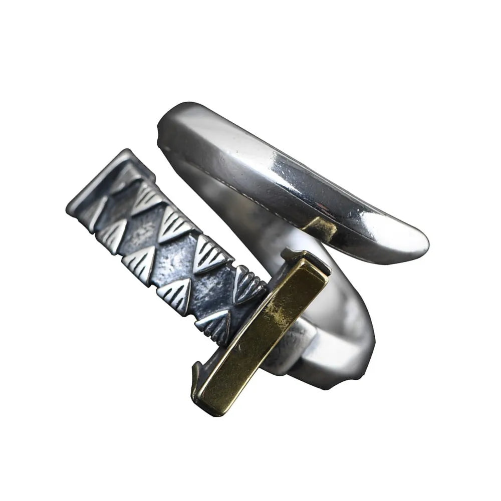 Samurai Sword 925 Sterling Silver Adjustable Ring