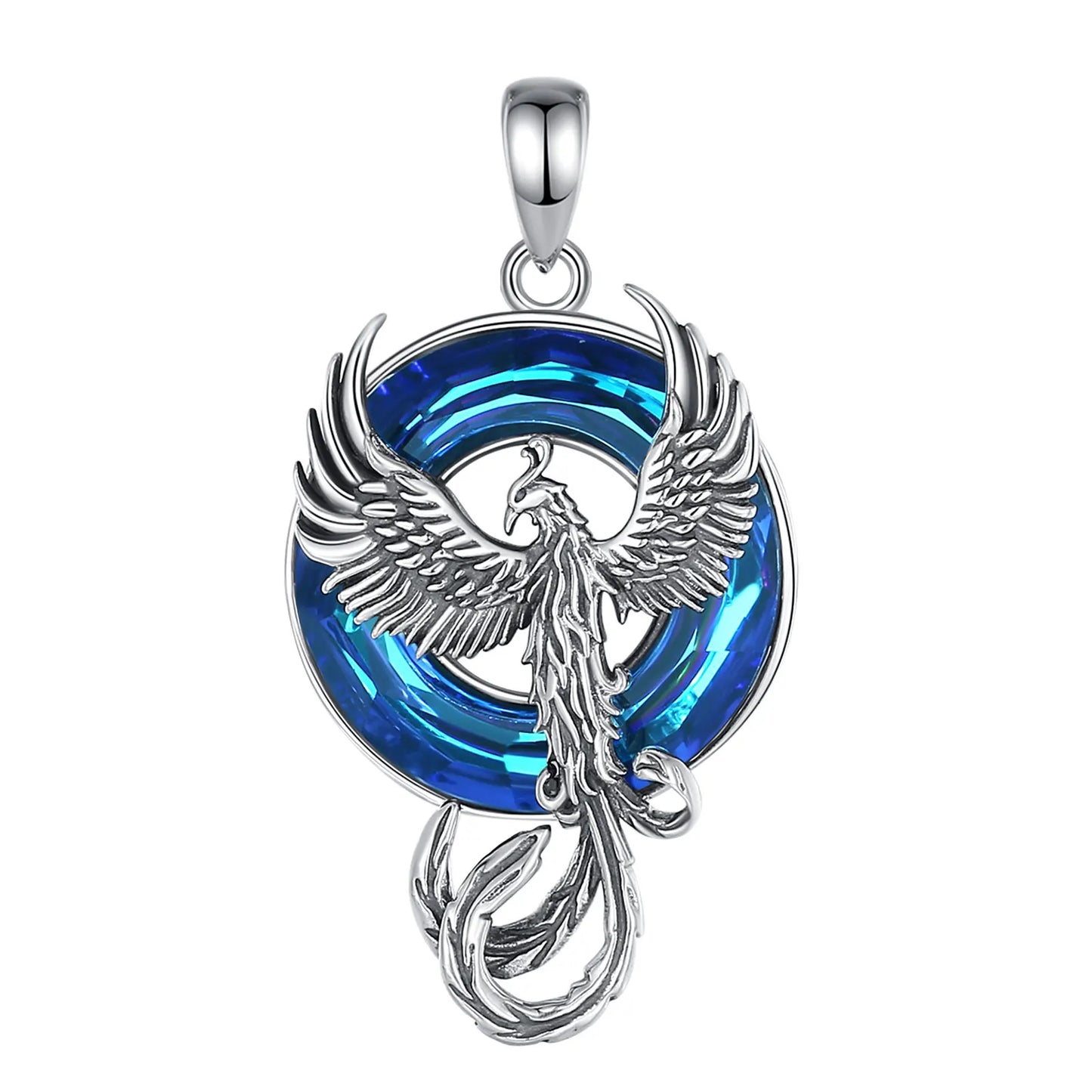 Phoenix over Crystal 925 Sterling Silver Necklace
