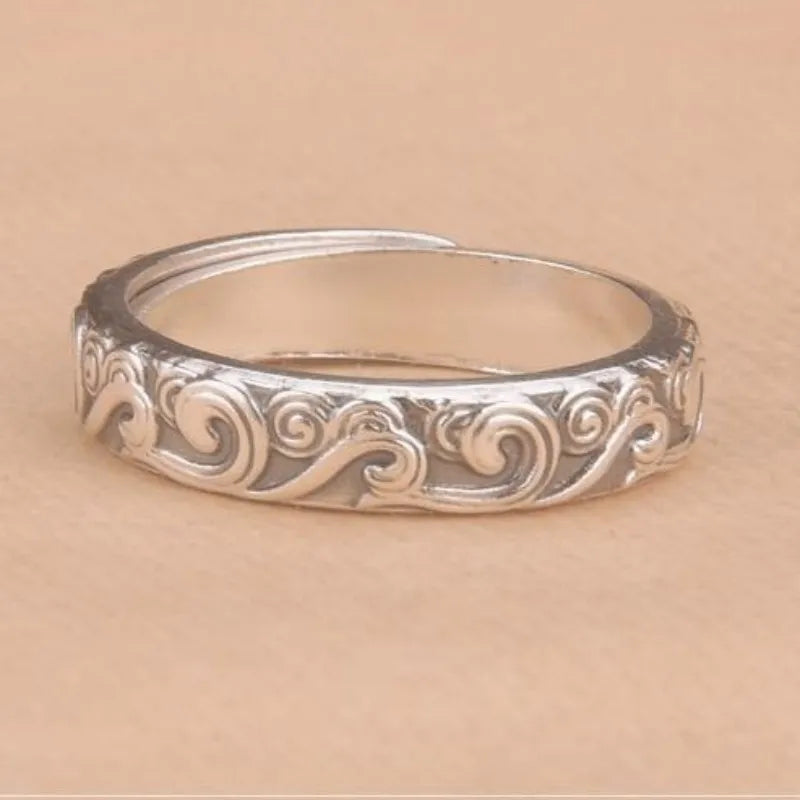 Sea Waves Adjustable 999 Fine Silver Ring