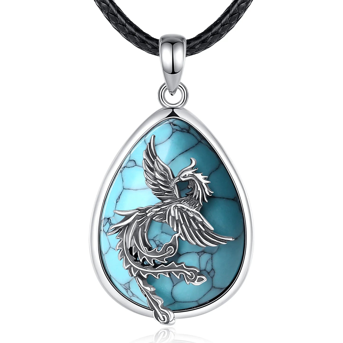 Phoenix over Turquoise 925 Silver Necklace