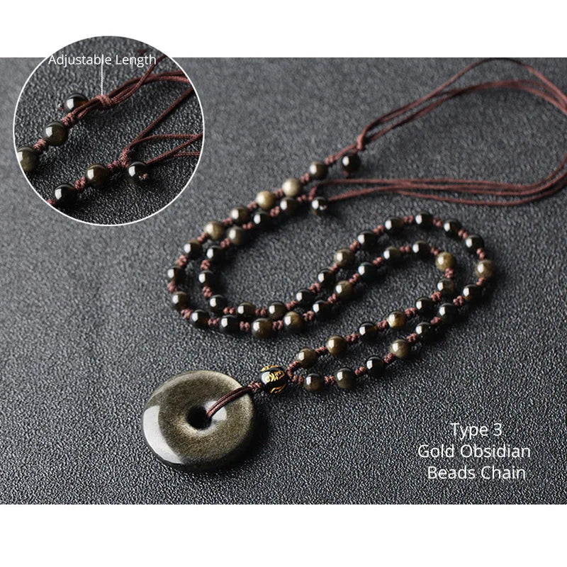 Tibetan Obsidian Protection Necklace