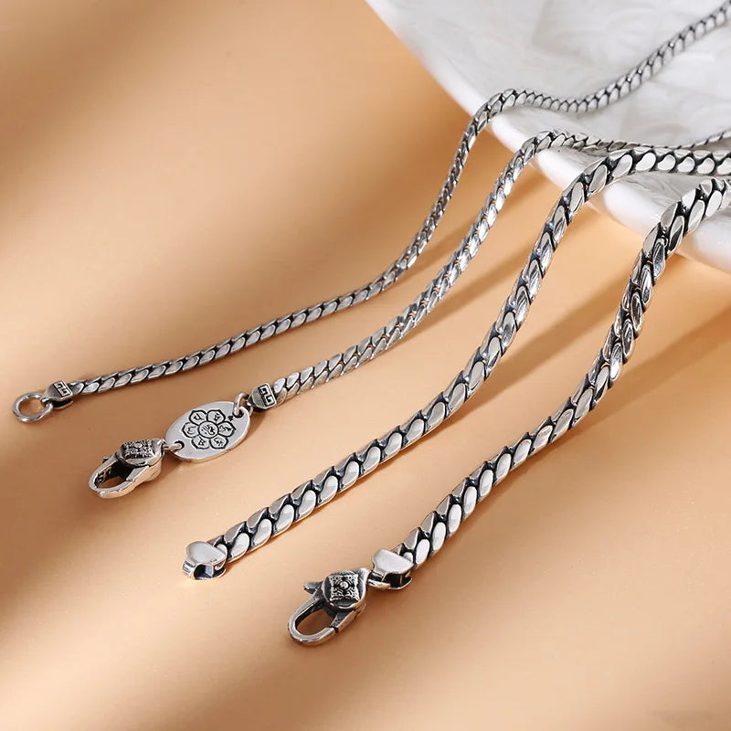 Ryu Dragon 925 Silver Snakebone Chain Necklace
