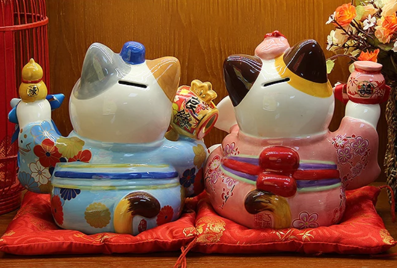 Maneki Neko Cat Happy Couple