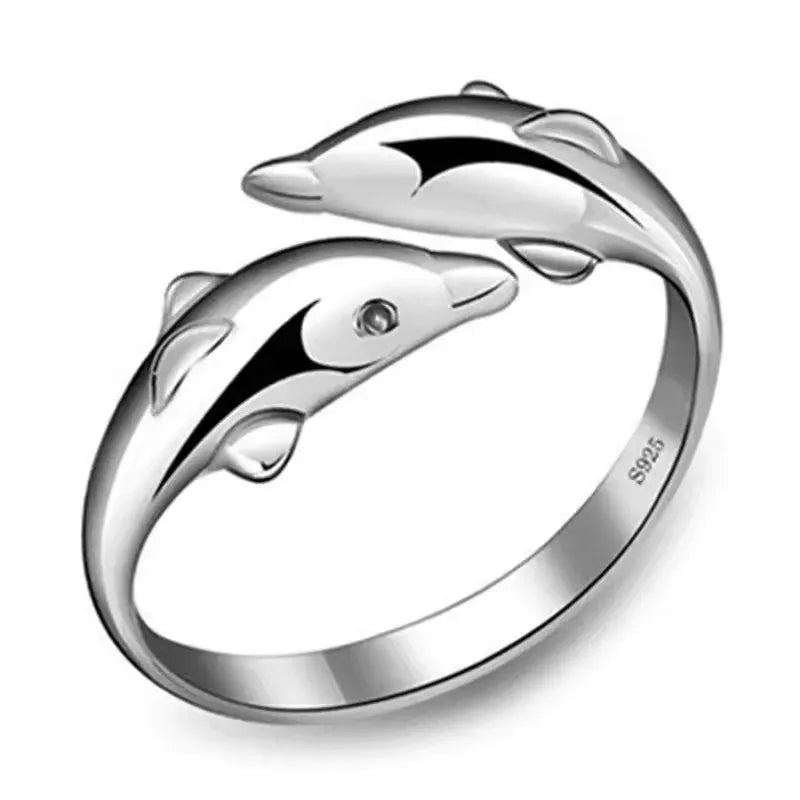 Dolphin and Ocean Waves Stainless Steel Ring