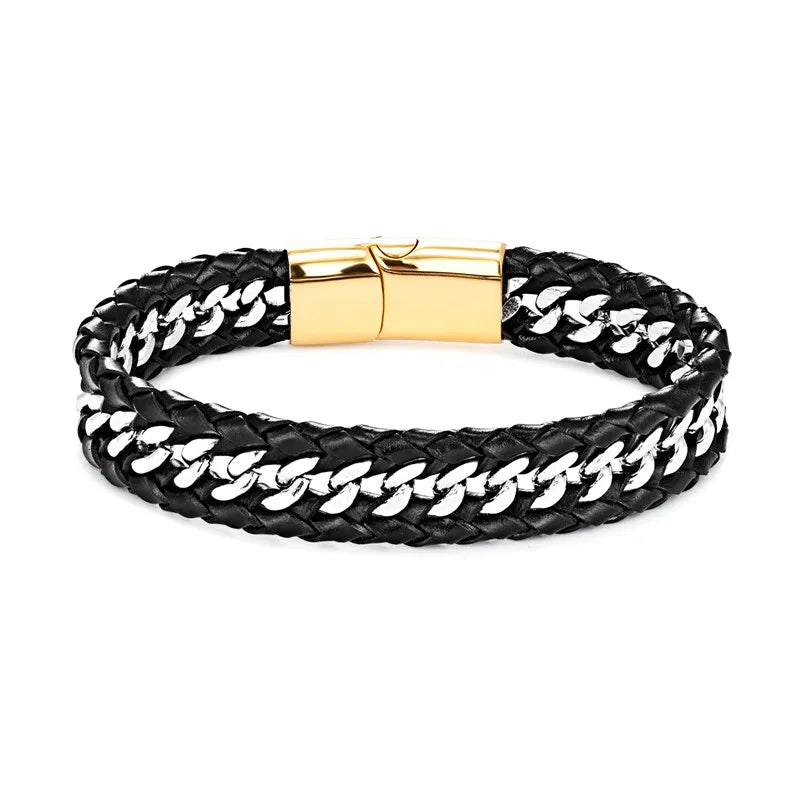 Mizuhiki Steel and Leather Braided Bracelet