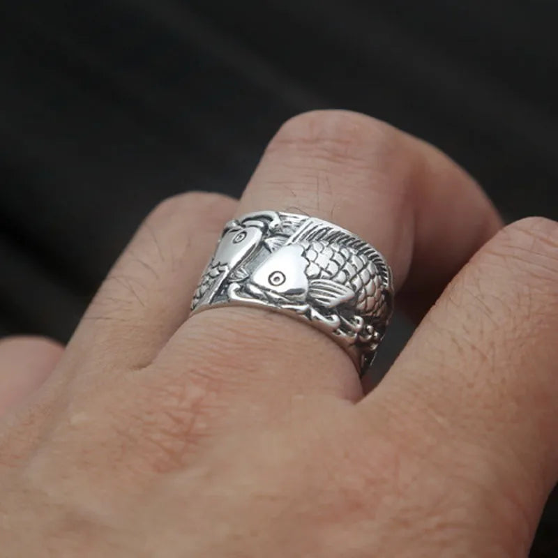 Koi Fish 925 Sterling Silver Ring