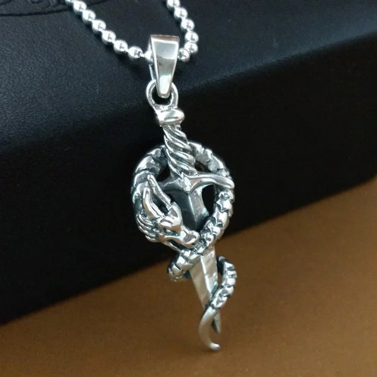 Sword and Dragon 925 Silver Pendant