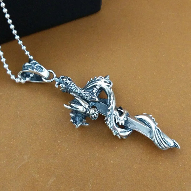 Sword and Dragon 925 Silver Pendant