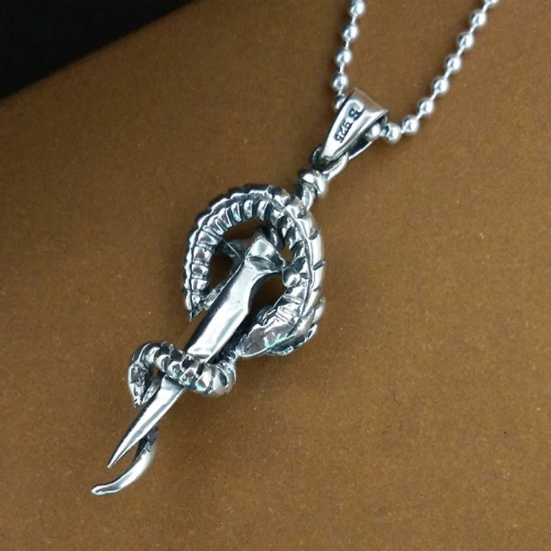 Sword and Dragon 925 Silver Pendant