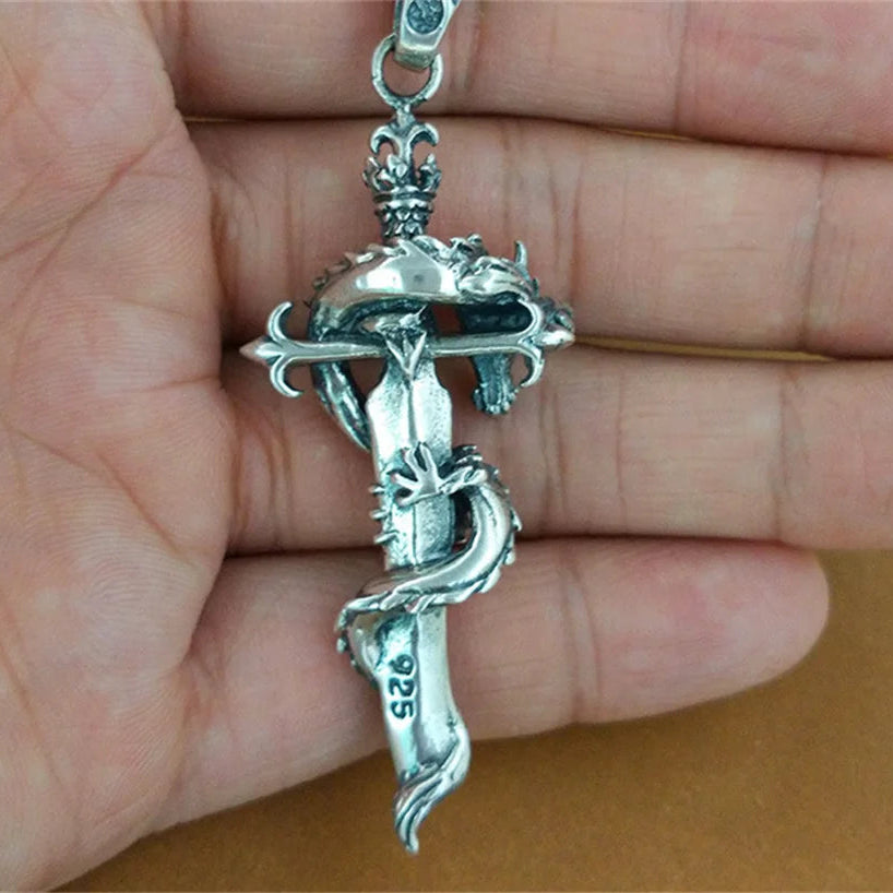 Sword and Dragon 925 Silver Pendant