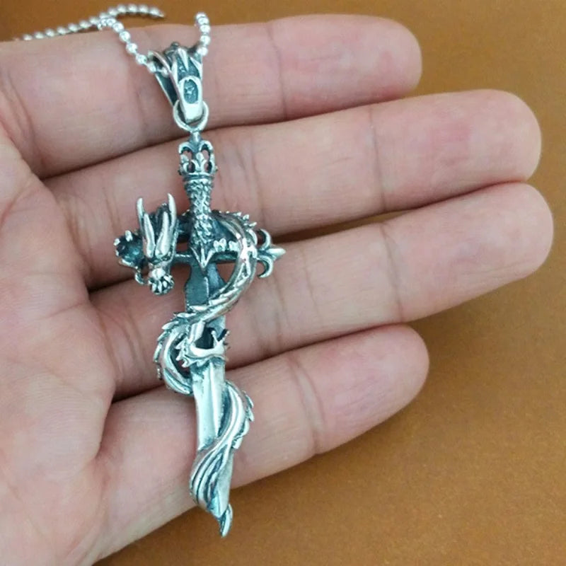 Sword and Dragon 925 Silver Pendant
