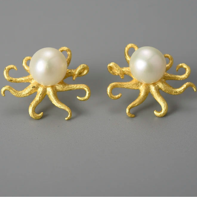 Tako the Octopus 925 Sterling Silver Earrings