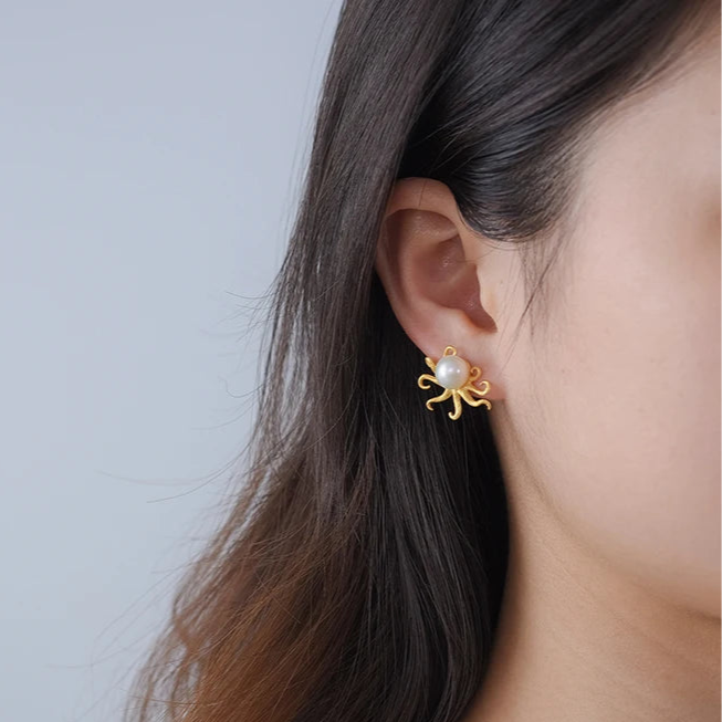 Tako the Octopus 925 Sterling Silver Earrings