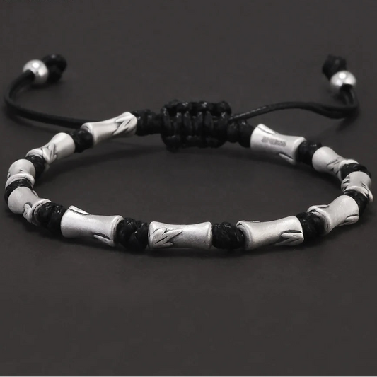 The Bamboo Cutter 999 Fine Silver and Cow Leather Bracelet
