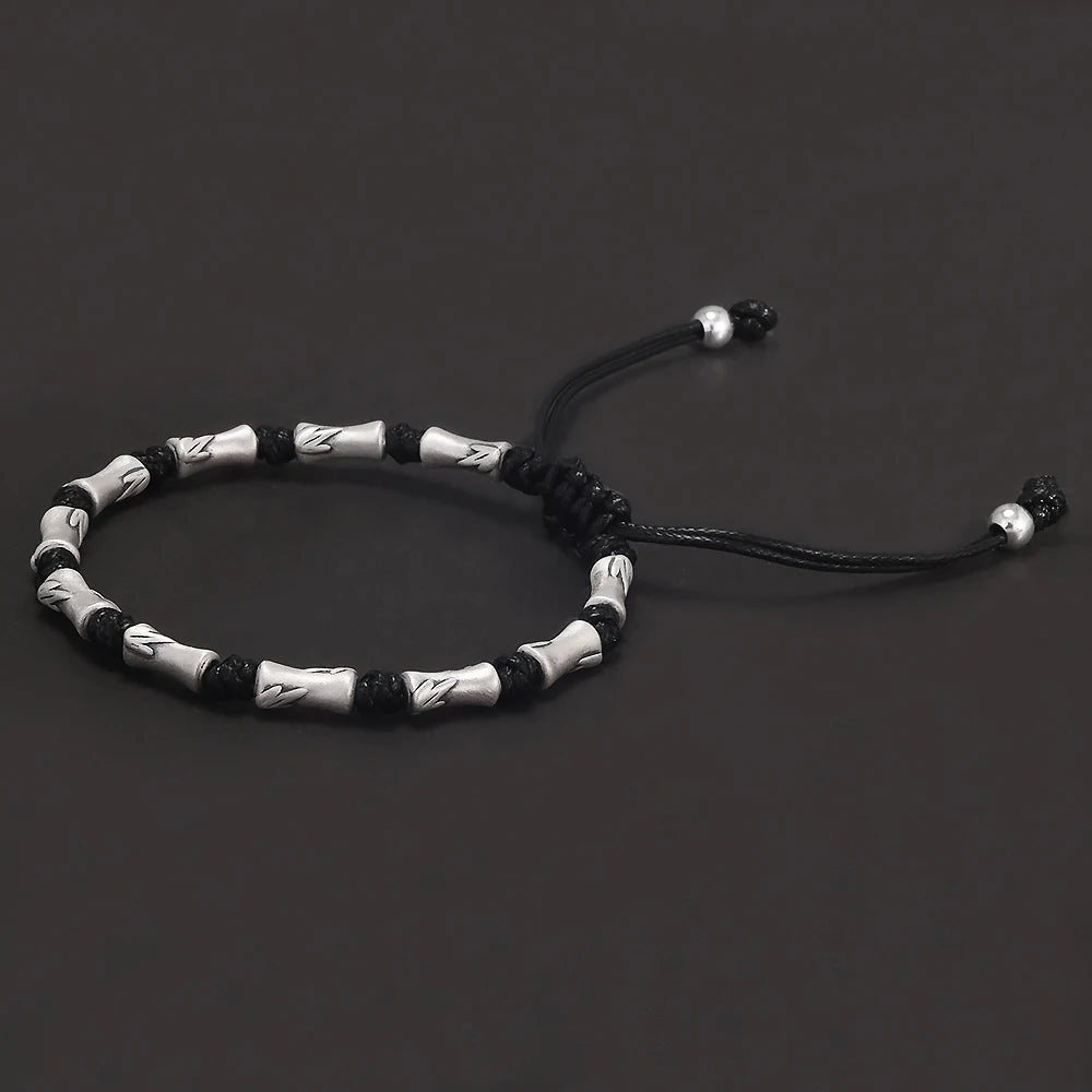 The Bamboo Cutter 999 Fine Silver and Cow Leather Bracelet