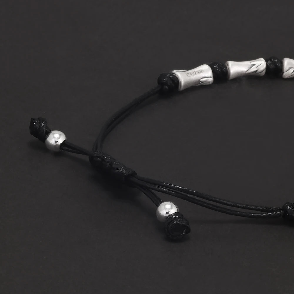The Bamboo Cutter 999 Fine Silver and Cow Leather Bracelet