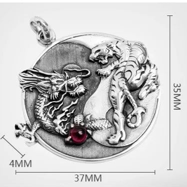 The Tiger and the Dragon 925 Sterling Silver Pendant