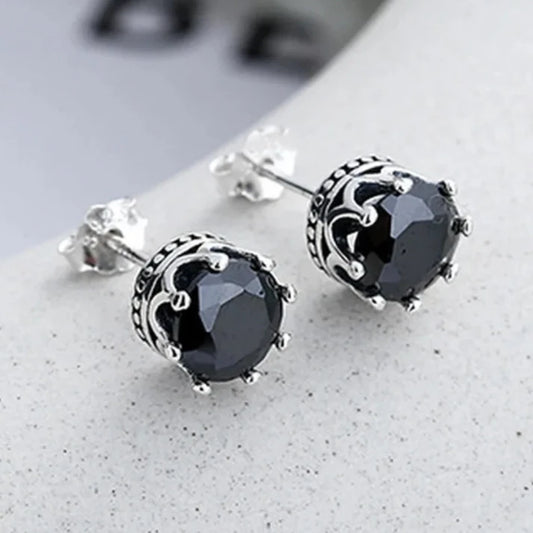 Black Crown of Yatagarasu 925 Sterling Silver Earrings