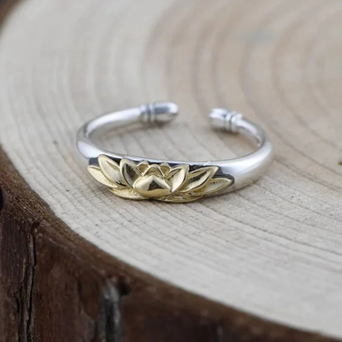 Budding Lotus 925 Sterling Silver Adjustable Ring