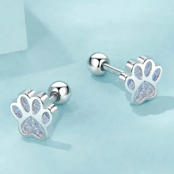 Cat Paws 925 Sterling Silver Stud Earrings