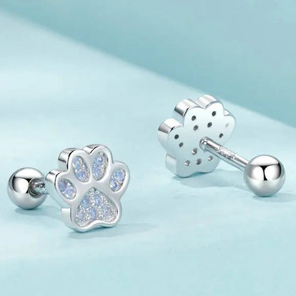 Cat Paws 925 Sterling Silver Stud Earrings