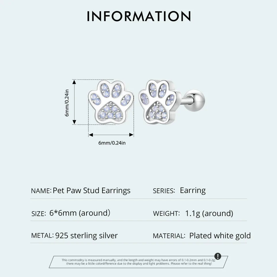 Cat Paws 925 Sterling Silver Stud Earrings