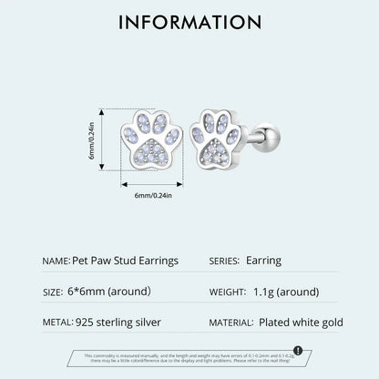 Cat Paws 925 Sterling Silver Stud Earrings