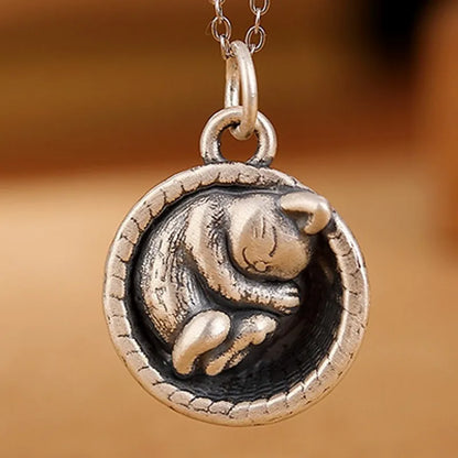 Cat in a Basket 990 Silver Pendant