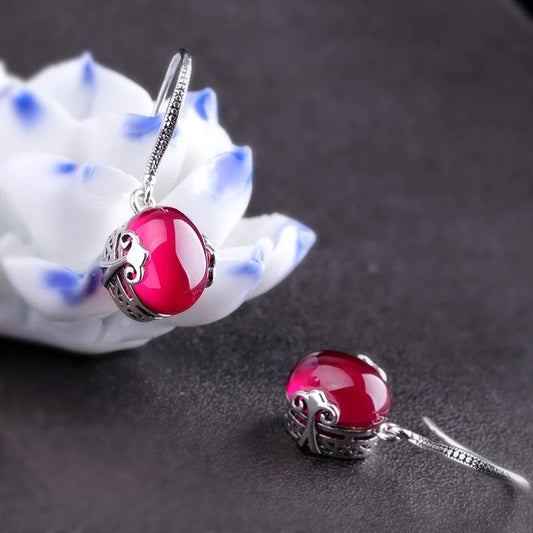 Cherry Blossom Drop Earrings in 925 Sterling Silver