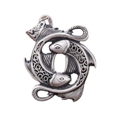 Circling Koi Fish 999 Fine Silver Pendant