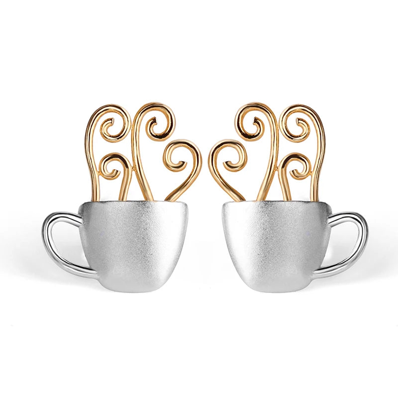 Cup of Coffee 925 Sterling Silver Earrings