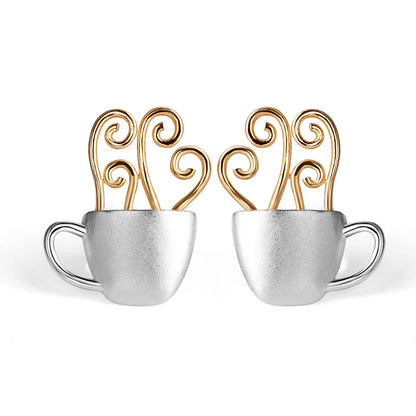 Cup of Coffee 925 Sterling Silver Earrings