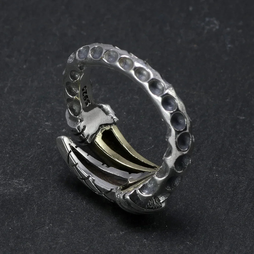 Dragon Single Claw Handmade 925 Sterling Silver Ring