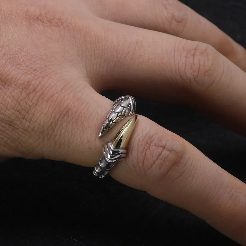 Dragon Single Claw Handmade 925 Sterling Silver Ring