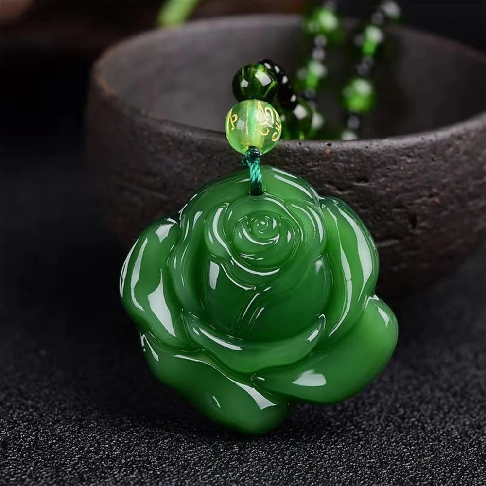 Flower, Leaf and Balance Jade Necklace