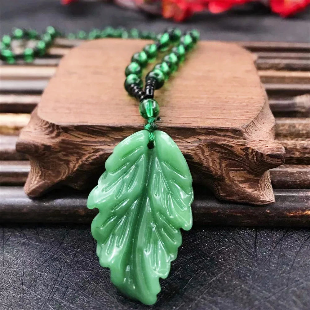 Flower, Leaf and Balance Jade Necklace