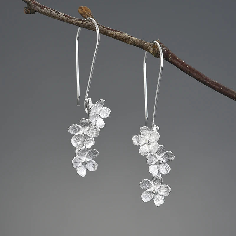 Forget-me-not Flower 925 Sterling Silver Earrings