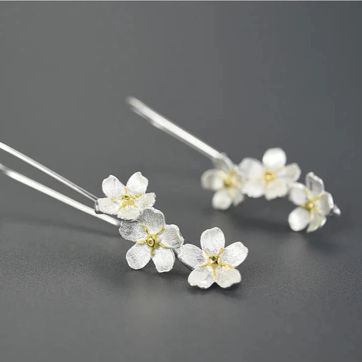 Forget-me-not Flower 925 Sterling Silver Earrings