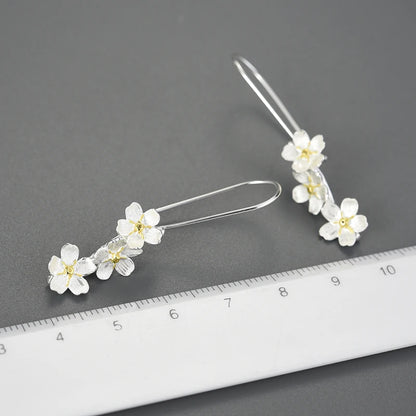 Forget-me-not Flower 925 Sterling Silver Earrings