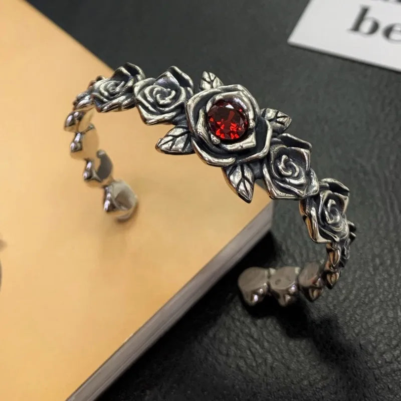 Garden Roses 925 Sterling Silver Ring and Bracelet