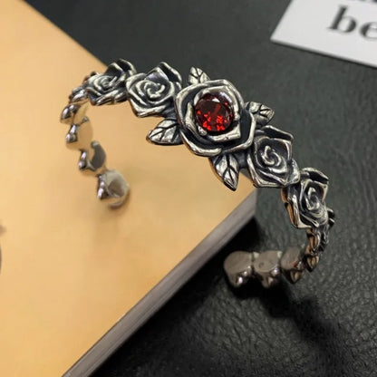 Garden Roses 925 Sterling Silver Ring and Bracelet