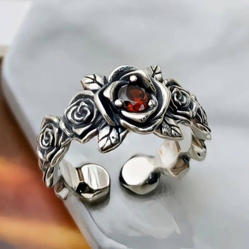 Garden Roses 925 Sterling Silver Ring and Bracelet