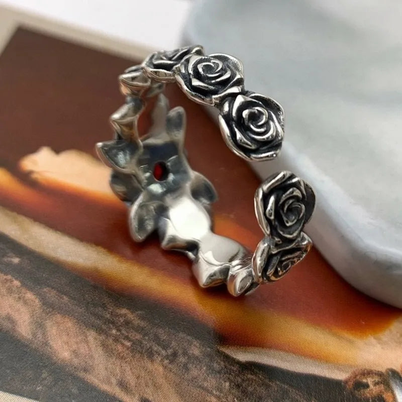 Garden Roses 925 Sterling Silver Ring and Bracelet
