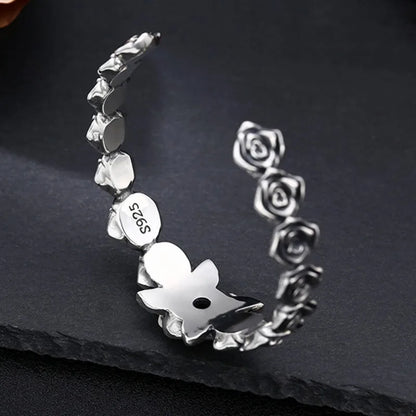Garden Roses 925 Sterling Silver Ring and Bracelet