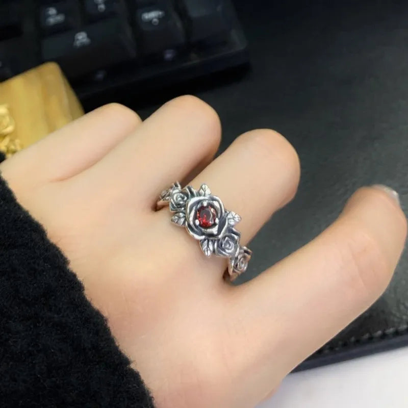 Garden Roses 925 Sterling Silver Ring and Bracelet