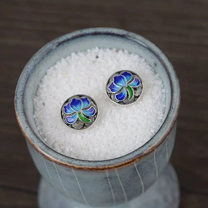 Blue Lotus 925 Sterling Silver Earrings
