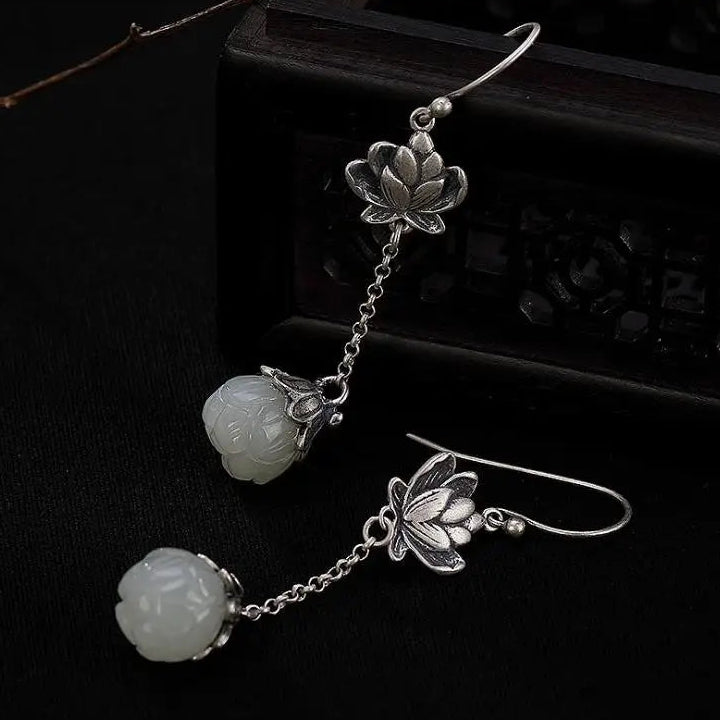 Lotus with Pearl  925 Silver Plated Earrings